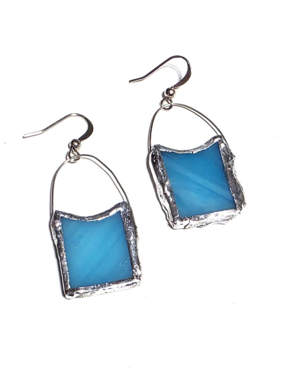 Turquoise stained glass earrings